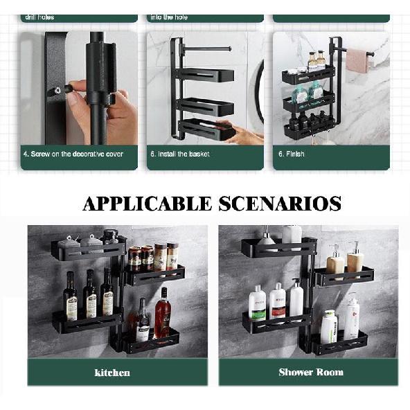 Rotating Shelf Kitchen Corner Condiment Seasoning Rack Free Perforation Wall Hanging Rotary Multifunctional Storage Shelf
