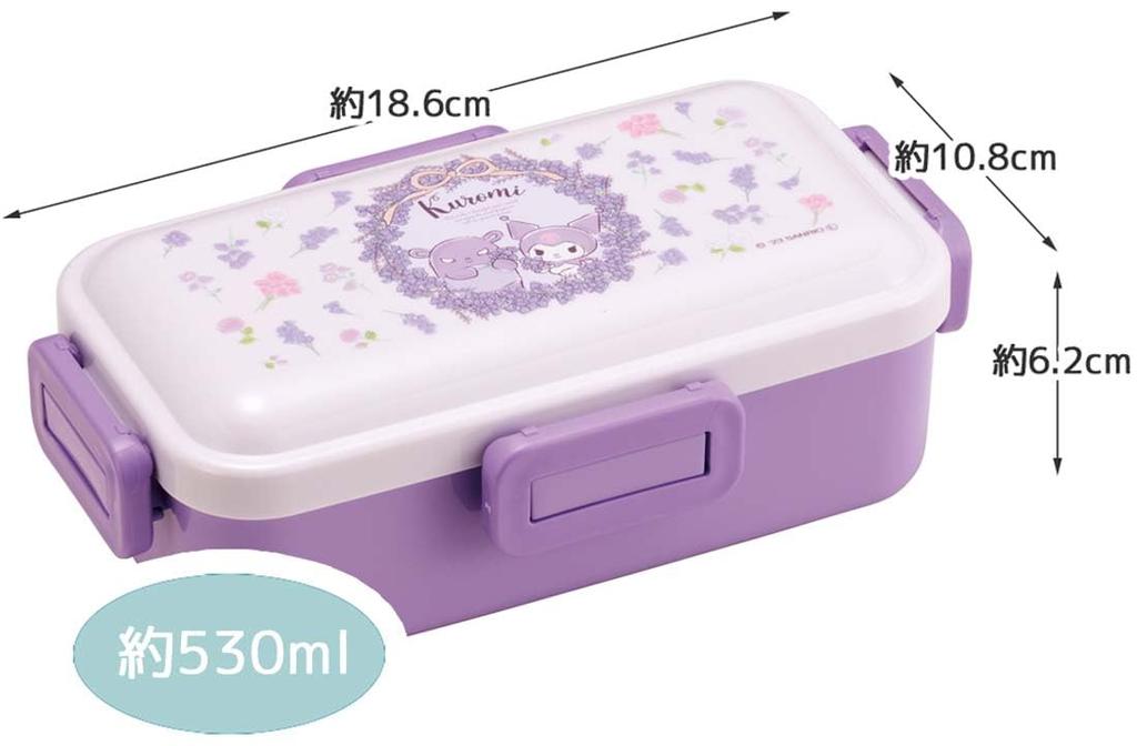 Skater Bento Box Kuromi Flower Wreath Sanrio 530ml Antibacterial Fluffy Dome Lid for Women Made in Japan PFLB6AG-A