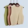 Autumn New Knitwear Round Neck Cross Stylish Pure Color Vest Jacket Bottoming Outwear Bandage Dress Women's Clothing