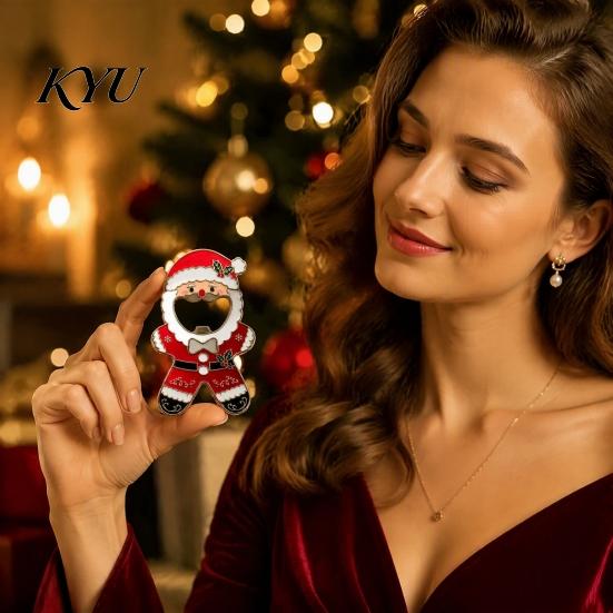 Holiday Souvenir for Friends Christmas Santa Bottle Opener, Zinc Alloy Refrigerator Magnet, Home Decor Gift Beer Cap Cute Stocking Stuffer Opener