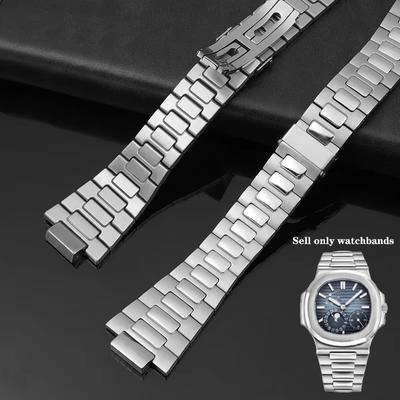 Per Patek Philippe Nautilus cinturino da polso da uomo serie 5711/1A010 catena per orologio in acciaio inossidabile 904 bocca convessa Cinturino 25mm-13mm