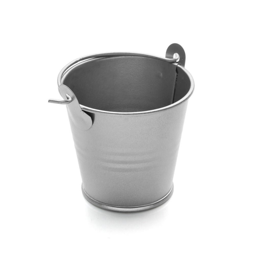 Solid Color Barrel Iron Storage Basket Simulation Mini Bucket  Outdoor
