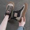 Autumn New Leather Retro High-top Board Shoes Women's Wear-resistant Non-slip Heightening Board Shoes Women's Comfortable and Fashionable Versatile