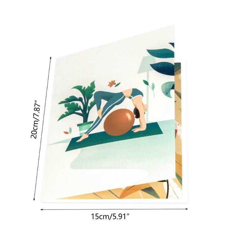 Birthday Card Popup Card for Birthday Kids 3D Yoga Women Greetings Card with Envelope for Wedding Birthday Valentines Day