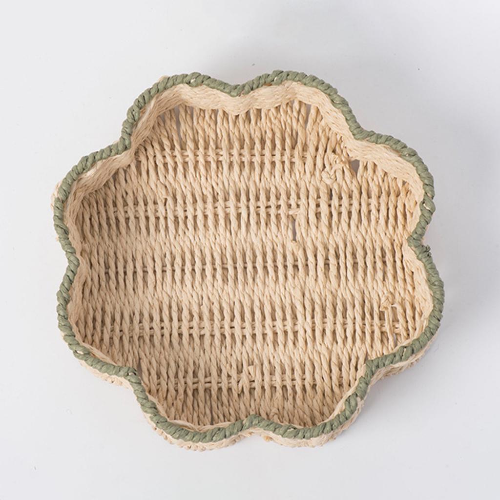 Handcrafted Paper Rope Storage Basket Large And Small Sizes Available Woven Texture Design For Kitchen Fruit Snacks Organization
