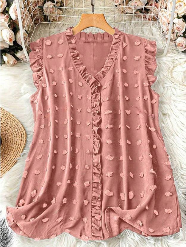 Women Loose V Neck Sleeveless Casual Plus Size Shirt L