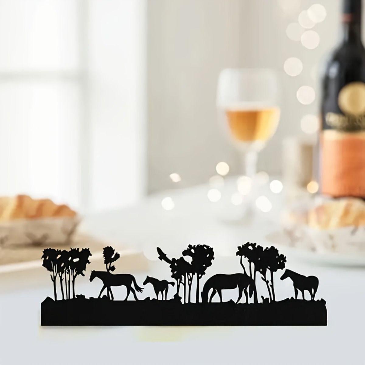 Horse Metal Candle Holder Black Elegant Home Decor