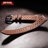 18/19/20/21/22/24mm Cowhide Watch Bands Vintage Racing Leather Watch Strap for Seiko Quick Release Breathable Porous Watchband