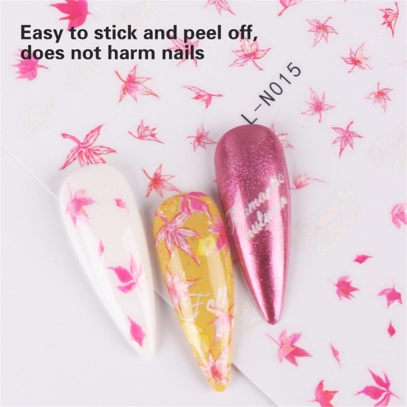 Thanksgiving Nail Decorations 6 Sheets with Maple Leaves and Pumpkins Self Adhesive Nail Art Stickers for Women