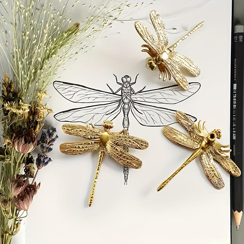2pcs Dragonfly Design Solid Brass Cabinet Knobs - Polished Finish, Easy Install Drawer Pulls for Home Decor & Furniture