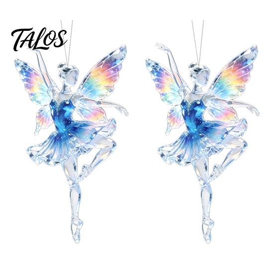 Festive Party Supplies 2Pcs Glitter Ballet Girl Keychain, 2D Acrylic Hanging Pendant for Bag Backpack, Sparkling Winter Seasonal Decorations