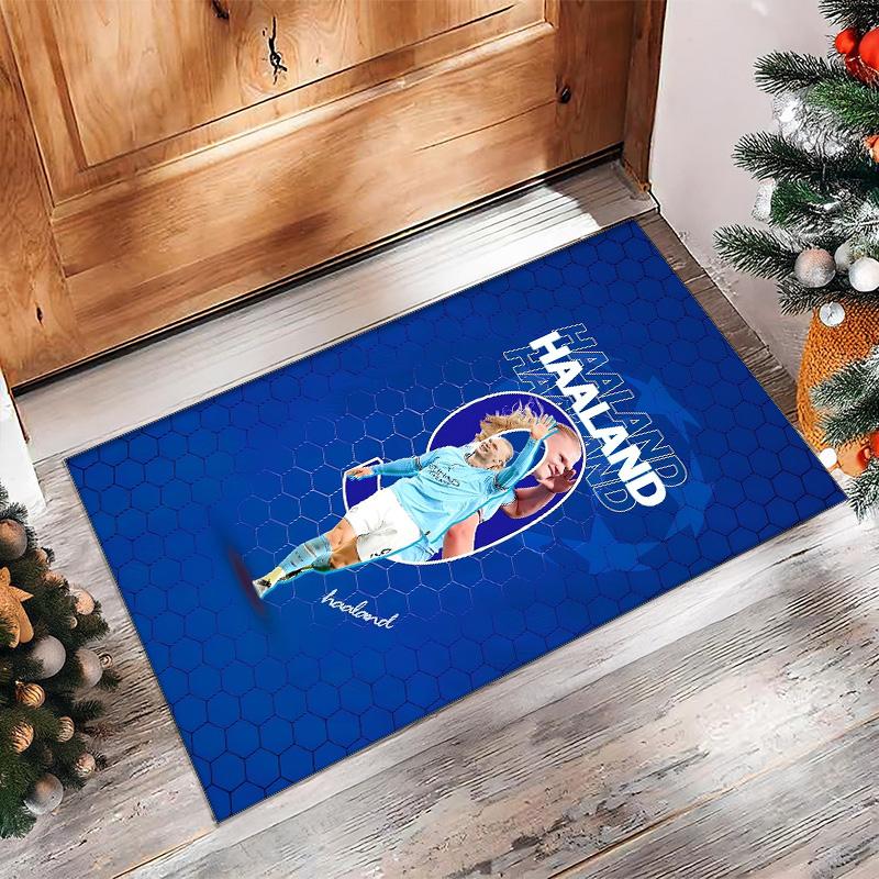 Erling Haaland Printed Flannel Area Rug Non Slip Soft Polyester Floor Carpet Indoor Decor Mat for Bedroom Living Room Sofa