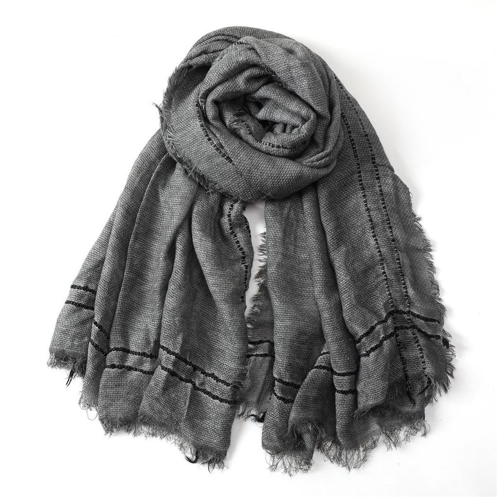 Men's Artistic Striped Scarf: Autumn & Winter Warmth with Short Tassels and Tie-Dye Design.