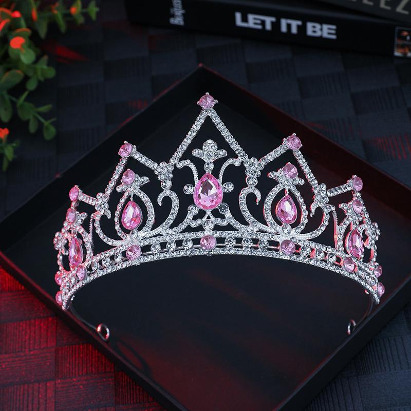 European Style Wedding New Style Tiara Inlaid with Rhinestone Crystal Bridal Round Alloy Inlaid Diamond Crown Baroque