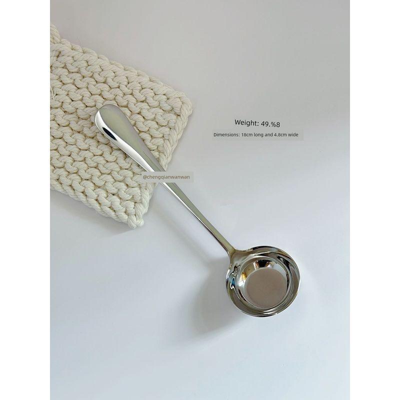 Cheng Wanwan Food-Grade 316 Stainless Steel Spoon with Round Head and Deep Mouth, Korean-Style Soup Spoon, Exquisite Soup Spoon 316 Stainless Steel Soup Ladle - Single Pack