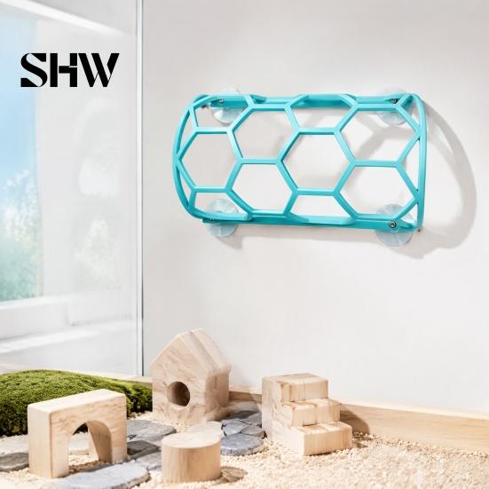 Pet Snake Stress Relief Reptile Honeycomb Climbing Shelf, Suction Cup Tunnel Hide, Rest Platform Perch for Ball Python, Lizard, Bearded Dragon, Gecko