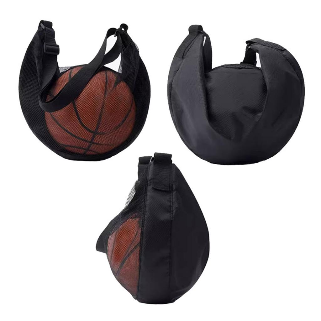 Mesh Bag Adjustable Basketball Bag Sports Equipment Bag with Zipper Pocket for Basketball Football Volleyball Soccer