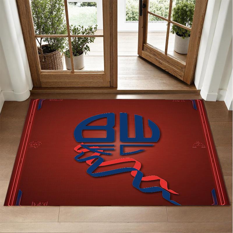 Bolton Wanderers FC Design Kristall-Samt-Teppich Weiche Dekorationsmatte für Schlafzimmer Eingang