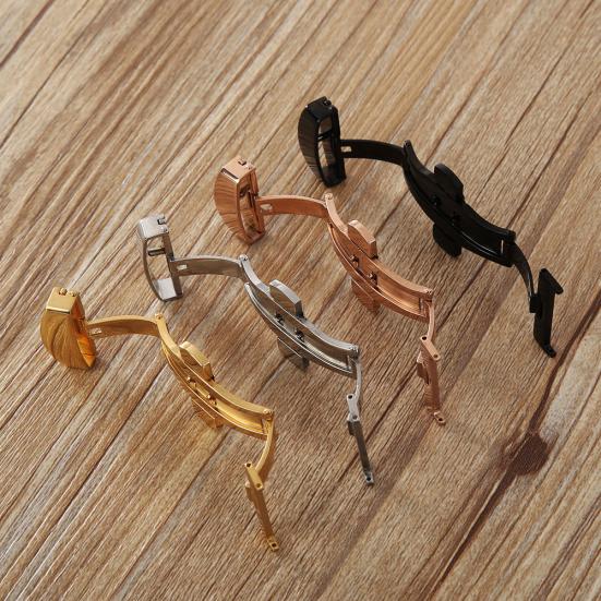 Stainless Steel Flip Lock Butterfly Deployment Clasp Watch Deployant Buckle