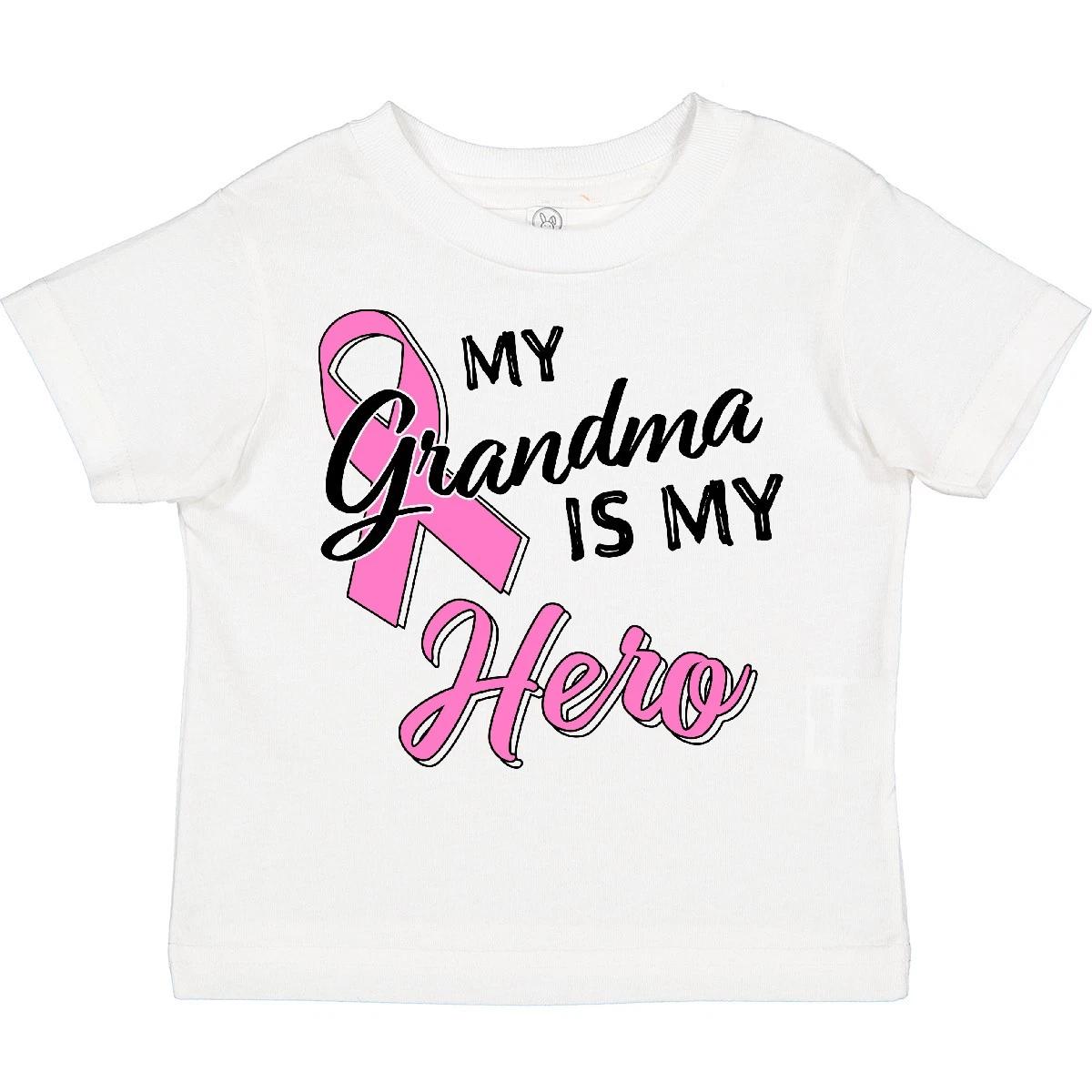 Inktastic My Grandma Is My Hero- Breast Cancer Awareness Toddler T-Shirt Pink 120