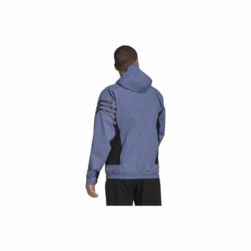 adidas Colorblock Letter Print Windproof Waterproof Hooded Jacket for Men, Blue