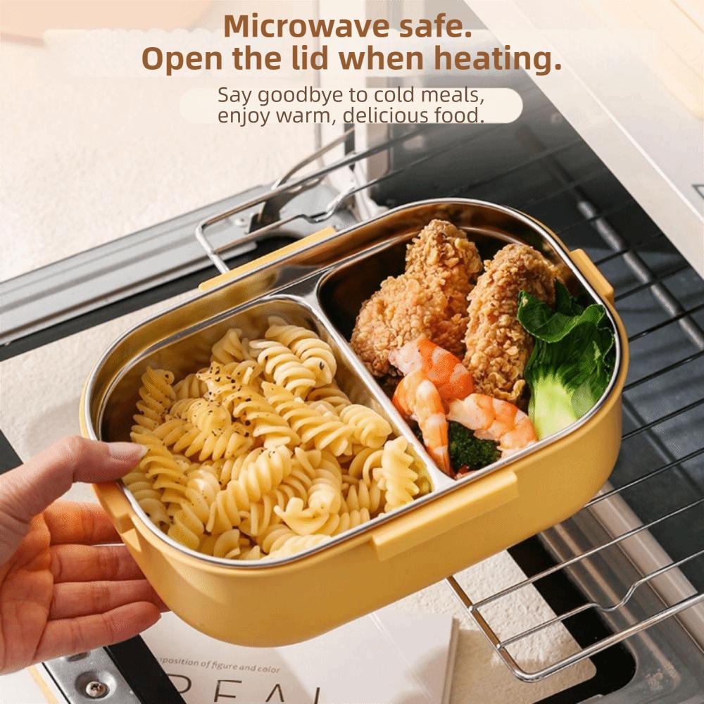 Stainless Steel Divides Food Container 3/4 Grids Food Storage Crisper Insulation Lunch Box  Outdoor