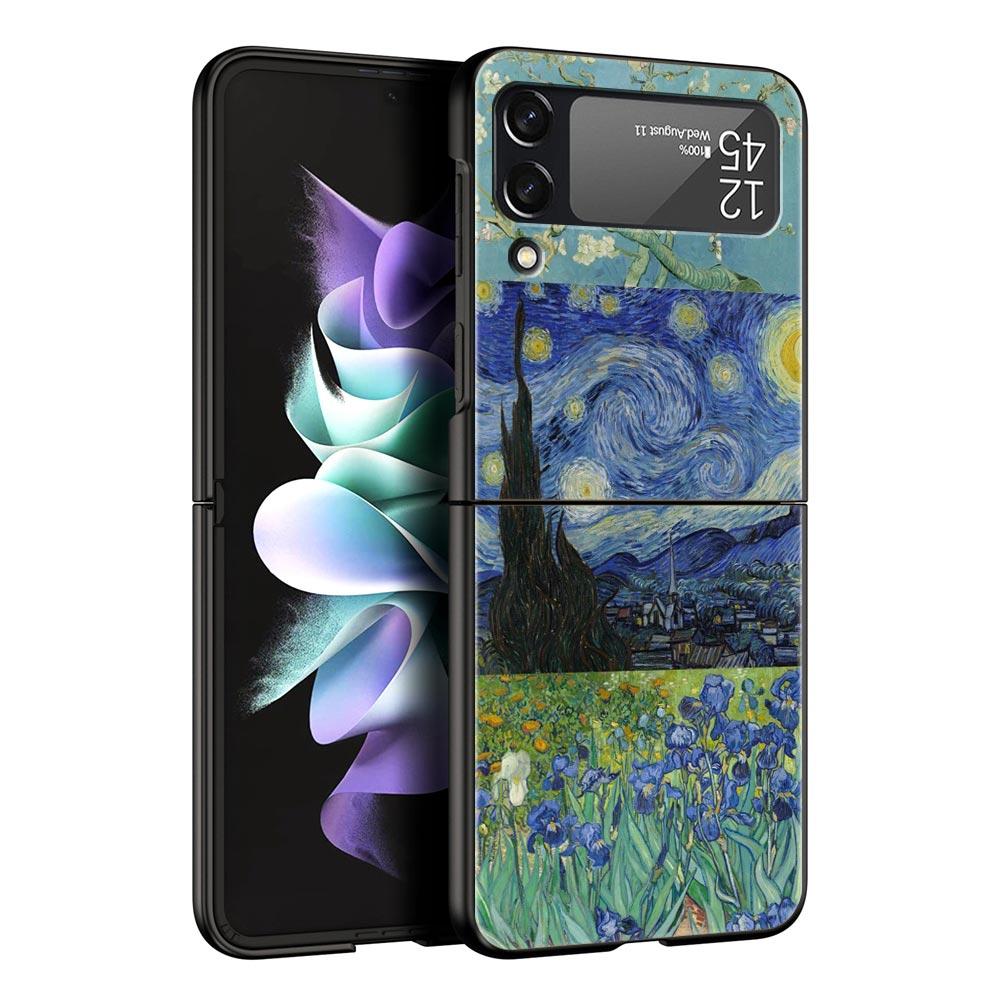 Case for Samsung Galaxy Z Flip 3 4 5 6 Folding Van Gogh Sunflowers The Starry Night For Samsung Z Flip4 Flip5 PC Hard Cover