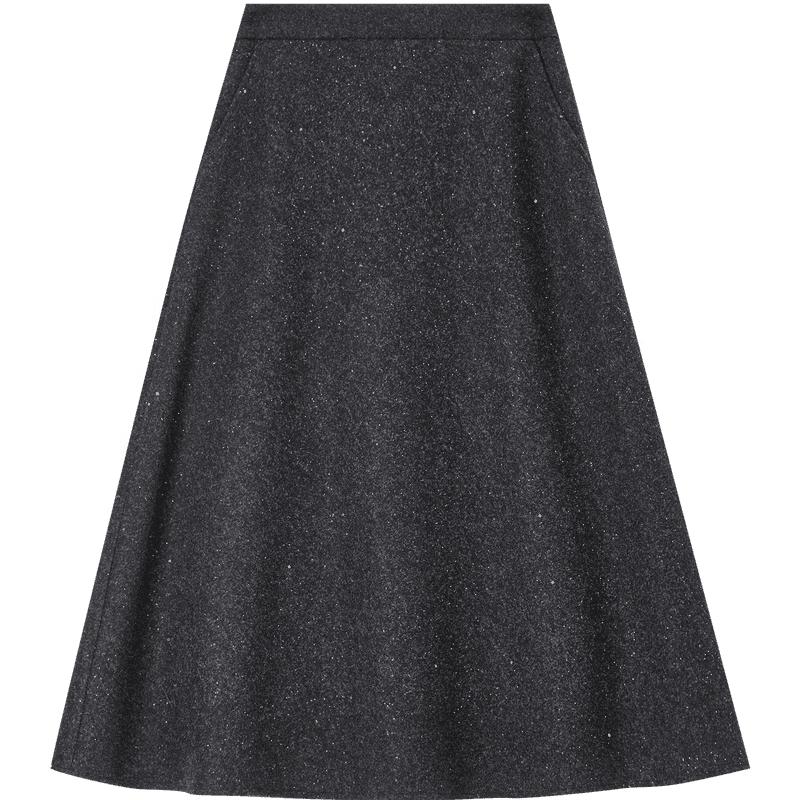 Women's High-Waist Glitter Knit A-Line Midi Skirt