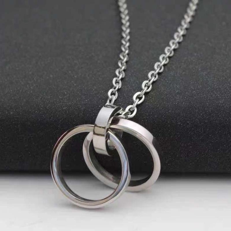 

Double Ring Pendant Necklace for Women Men Stainless Steel Chain Rotatable Relaxation Jewelry Gifts