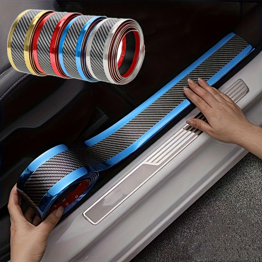 Car Stickers Anti Scratch Door Sill Protector Rubber Strip Carbon Fiber Auto Threshold Bumper Door Edge Protective Sticker Film