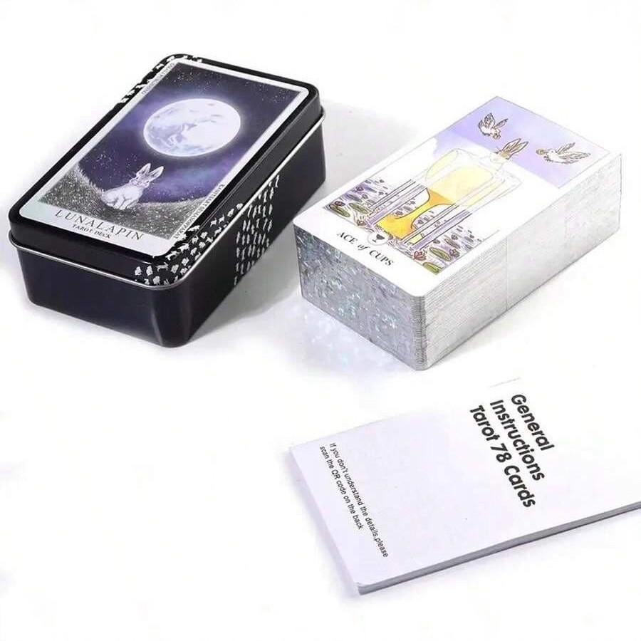 Set Gioco di Carte Lunalapin Tarot con Carta di Rame per Divertimento in Festa e Interazione Familiare