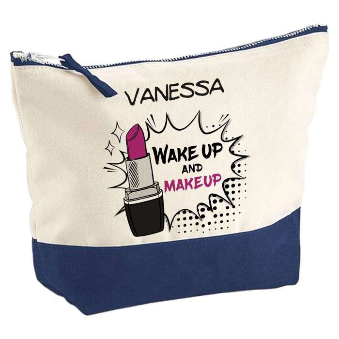 Trousse de maquillage - PLANETEE - Vanessa Wake Up and Makeup - Grand format - Coton - Impression HD (Fabriquée en France)