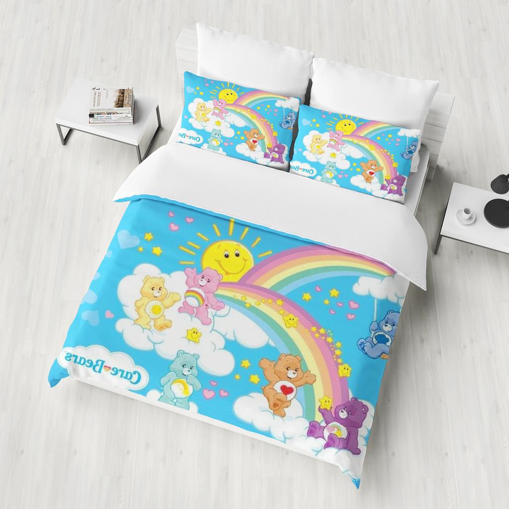 Carebears Care Bears Anime Home Bedroom Comforte Nordic Polyester Material Suitable for Children and Adults 3-piece Set