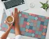 Vinyl Desk Mat with Geometric Retro Pattern 90x45 cm