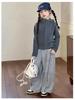 2025 Girls' Spring/Autumn Cardigan & Wide-Leg Pants Set - Hooded Casual Two-Piece Outfit