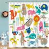 Kids Alphabet Shower Curtains For Bathroom Decor Abc Educational Learning Tool Baby Cartoon Animals Colorful Girls Boys Printed