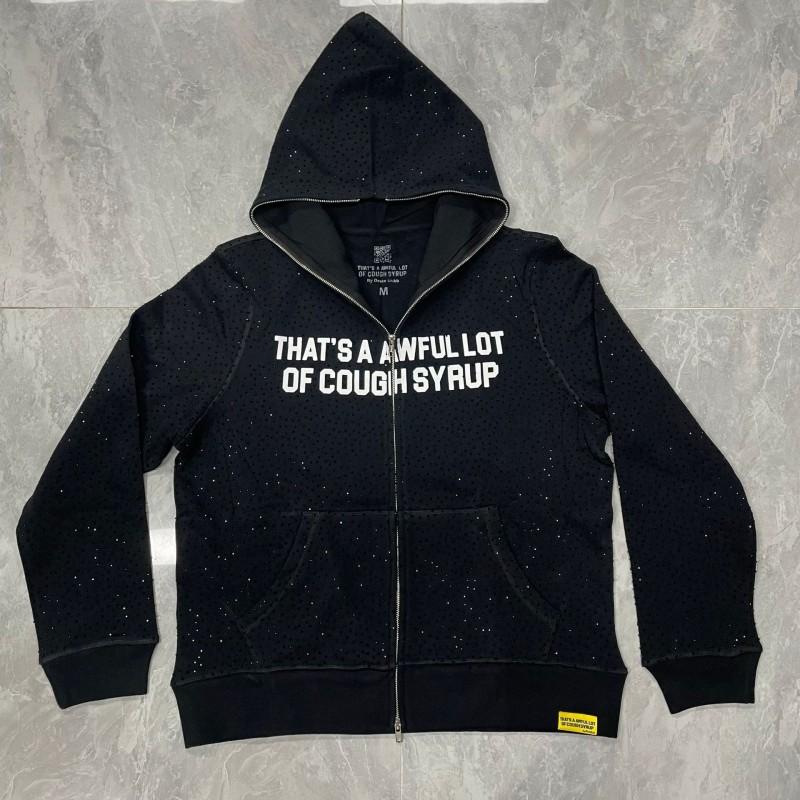 Thats A Awful Lot Of Cough Syrup Hoodie Mens Rhinestone Zip Up Hooded Sweatshirt