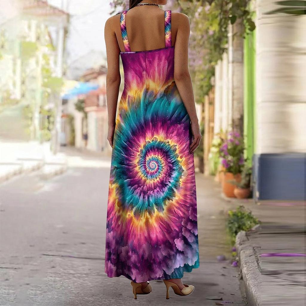 Women's Slip Dress Maxi Long Dress Spiral Tie Dye Print Dress Spring & Summer Leisure Vacation