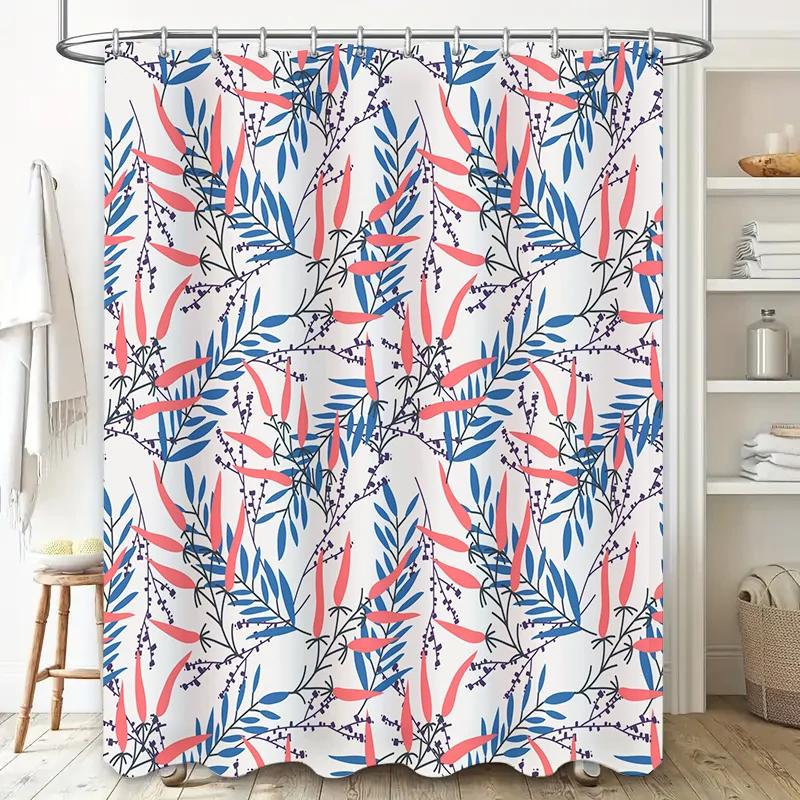 Decorative Waterproof Bathroom Shower Curtain with Floral Pattern for Home Decoration Pink Blue Colors Available Perfect Gift I