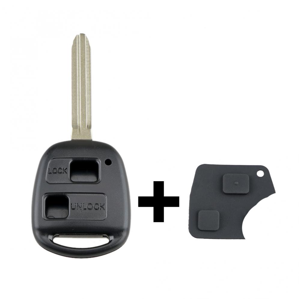 2 Buttons Toy43 Blade Car Remote Key Shell Fit For Toyota With Rubber Button Pad, Serviceable Car Key Housing