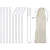 11pcs High Borosilicate Glass Straw Reusable Drinking Straw Wide 12mm Pearl Milkshake Bubble Tea Straw with Brush Storage Bag
