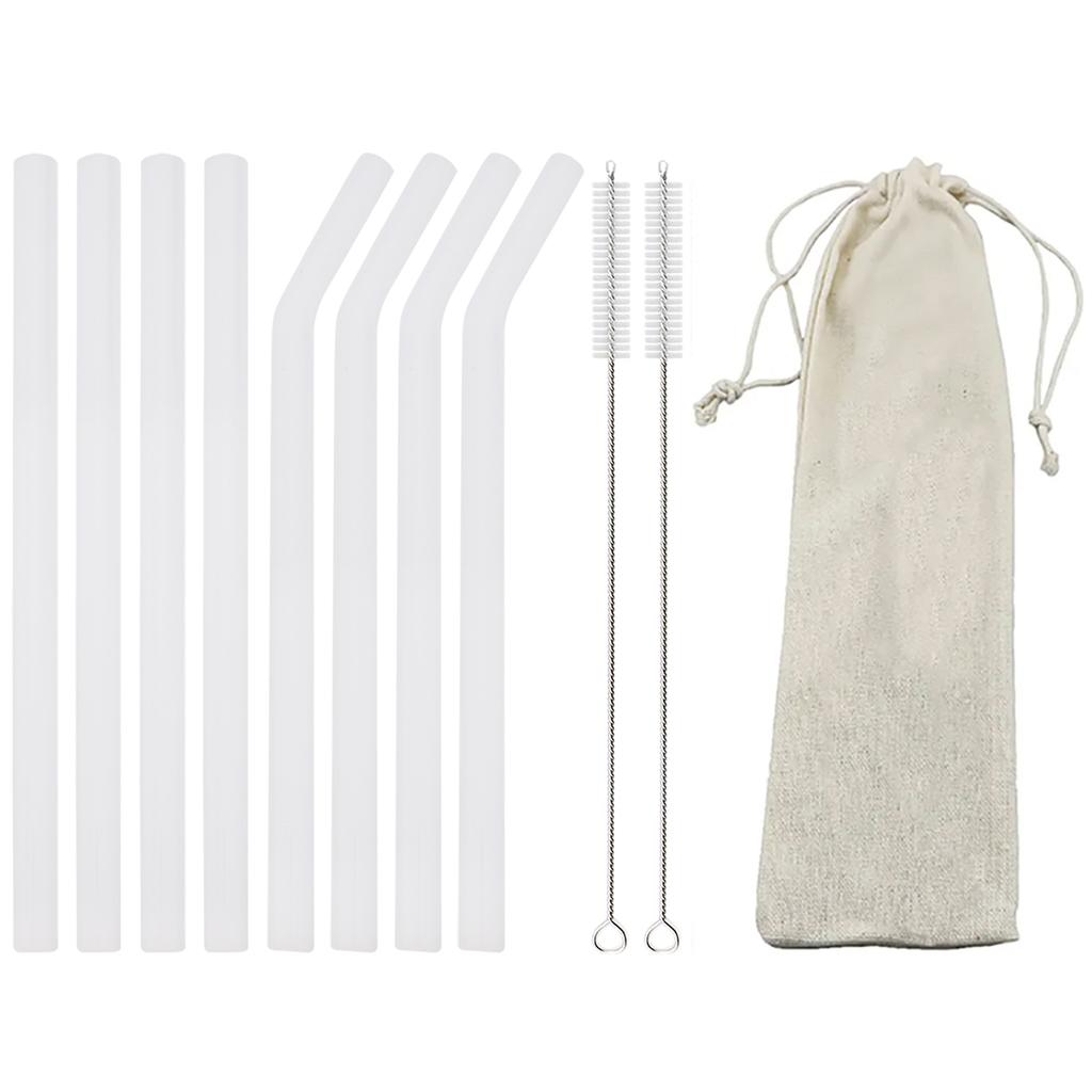 11pcs High Borosilicate Glass Straw Reusable Drinking Straw Wide 12mm Pearl Milkshake Bubble Tea Straw with Brush Storage Bag