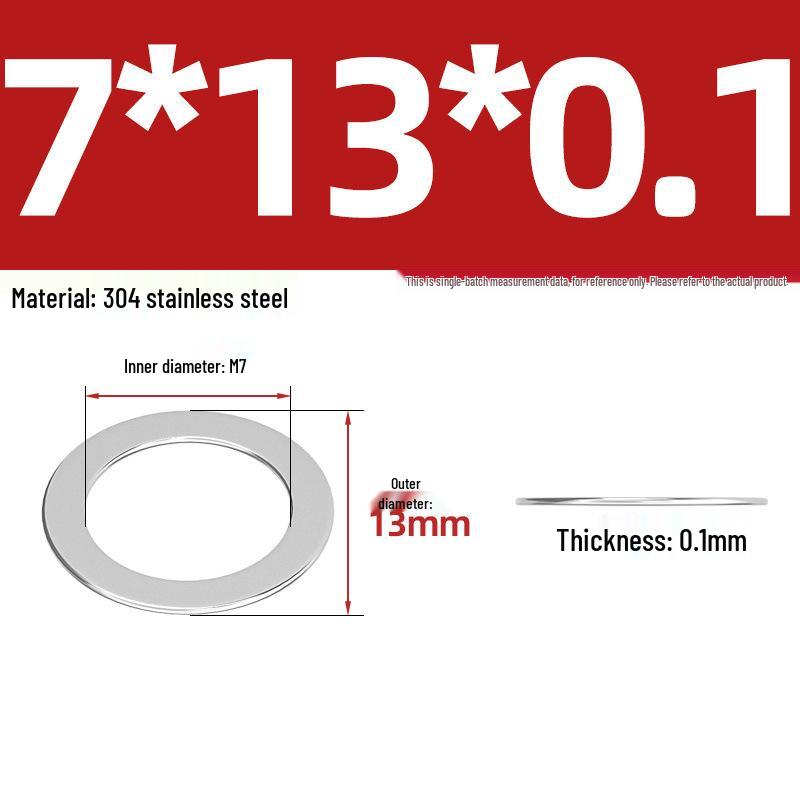 304 Stainless Steel Ultra-Thin Flat Washers - Available in Thickness: 0.1mm, 0.2mm, 0.3mm, 0.5mm