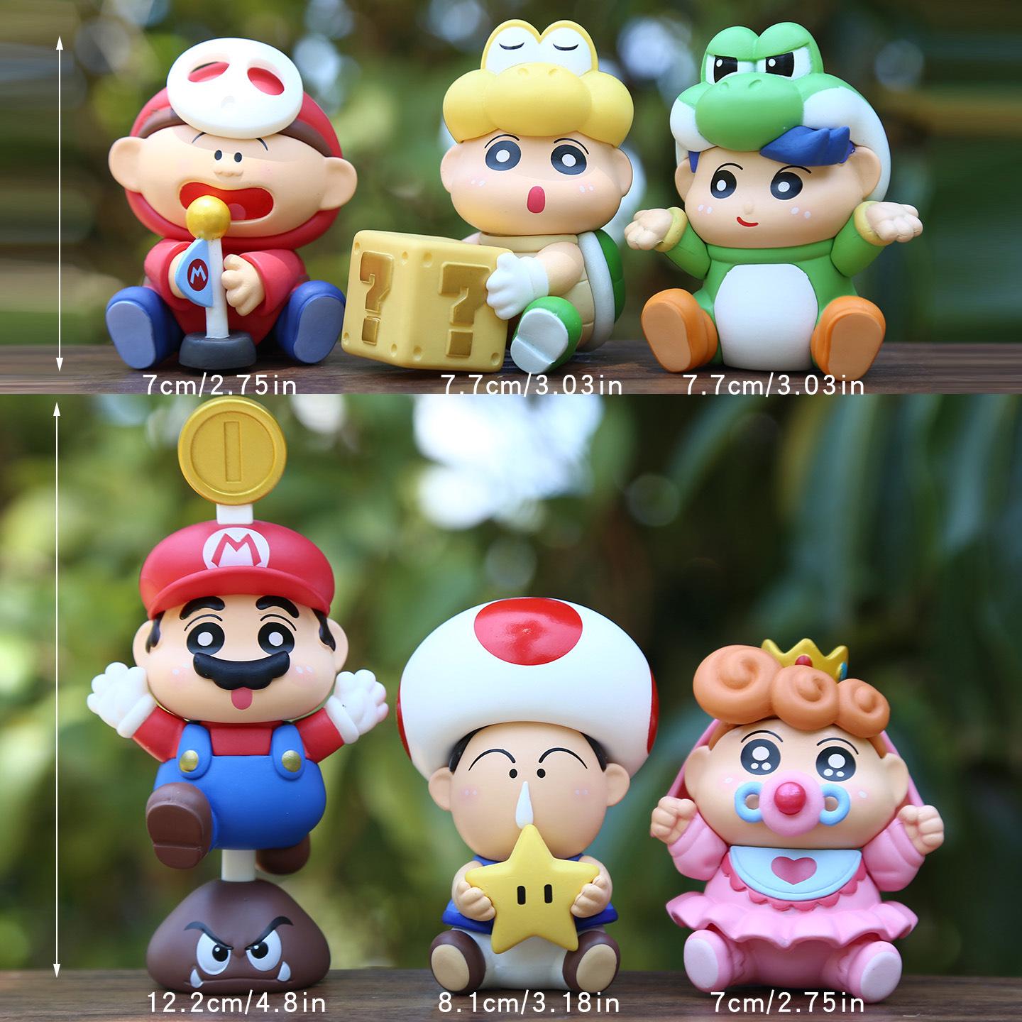 Crayon Shin-chan Super Mario Cosplay Figure: Adventure Series Trendy Desktop Ornament Blind Box