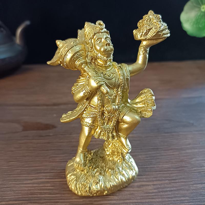 Goldene Hanuman Statue Figur Ornamente Harz Indischer Hindu Affengott Buddha Statuen Skulptur Heimdekoration Glücksbringer Geschenk