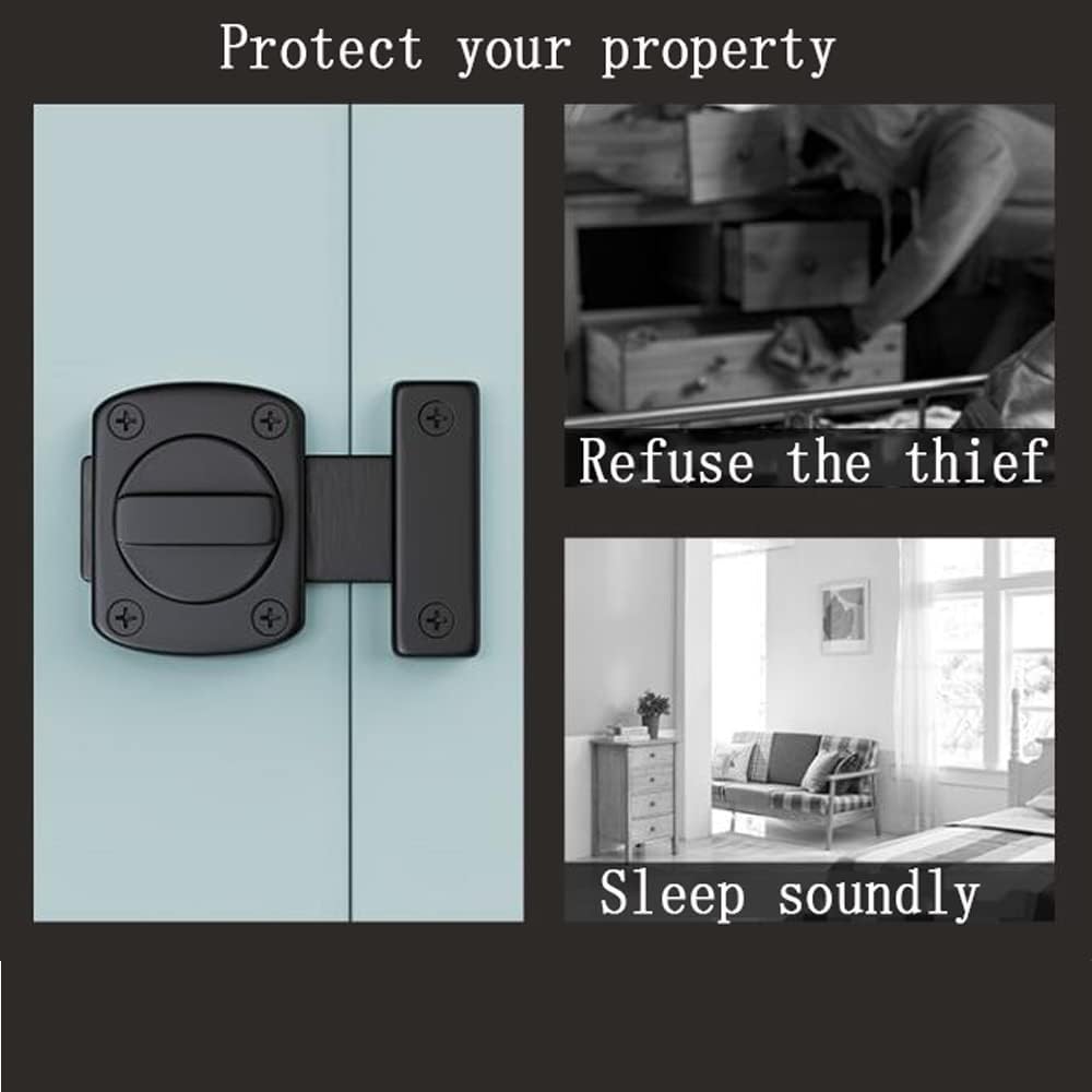 Mechanical Password Cabinet Lock, Rotary Lock for Double Doors, Keyless Combination Door Lock, Black