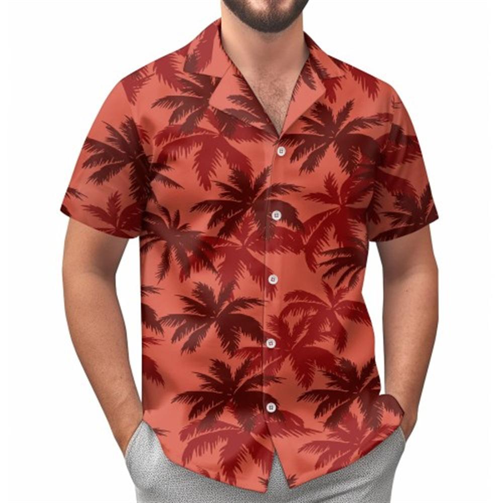 Cămașă bărbătească cu mânecă scurtă, imprimată 3D, tip hawaiană, pentru plajă