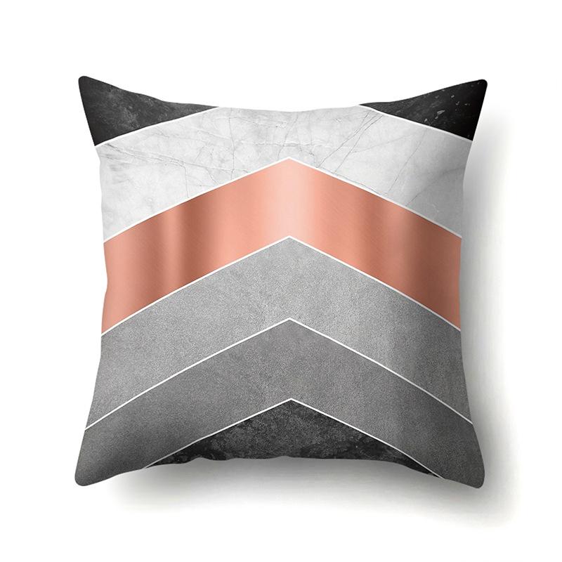 Polyester Pillowcase Marble Nordic Ins Style Geometric Printed Peach Leather Velvet Living Room Sofa Pillowcase