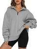 Women's Half-Zip Fleece-Lined Sweatshirt: European and American Autumn/Winter Casual Long Sleeve Top