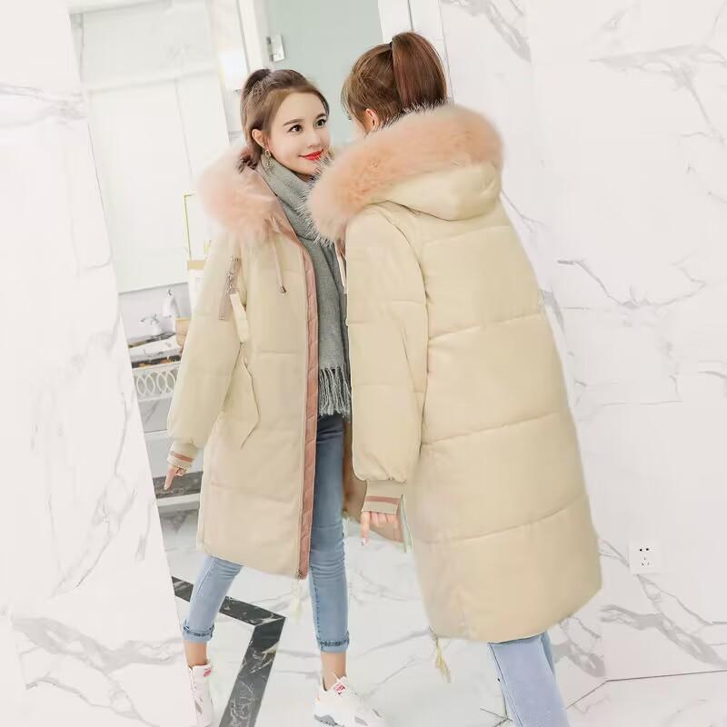 Women's Autumn and Winter Plus Size Thickened Velvet Medium-length Hooded Fur Collar Coat Loose Temperament Warm Coat